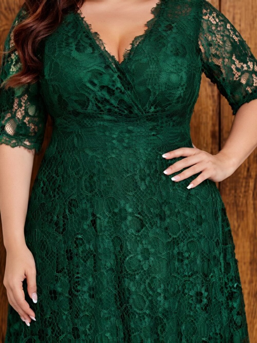 Pinup lacey v-neck plunge dress